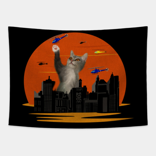 Funny Cat, Destroying, Cat Lover Tapestry by logiamerch