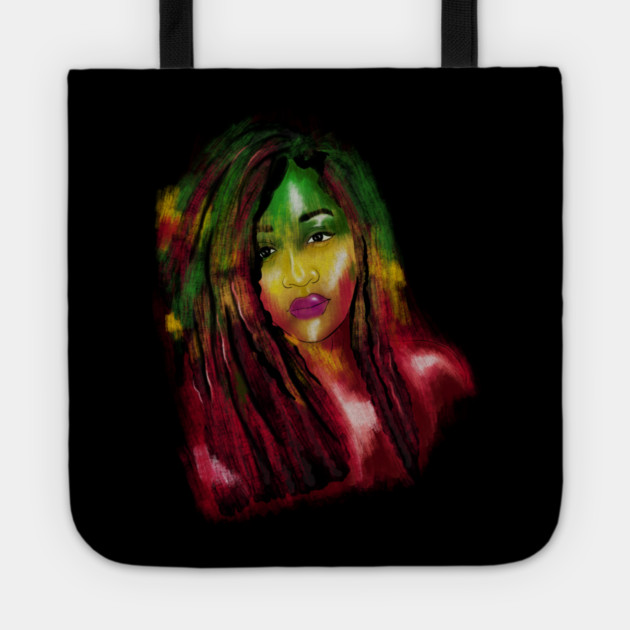Rasta Woman, African Afro, Jamaica Tote by logiamerch