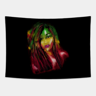 Rasta Woman, African Afro, Jamaica Tapestry