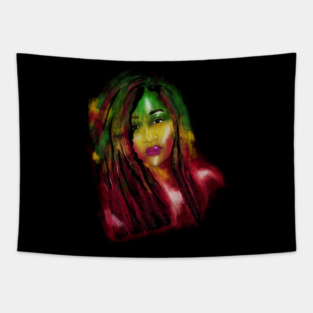 Rasta Woman, African Afro, Jamaica Tapestry by logiamerch