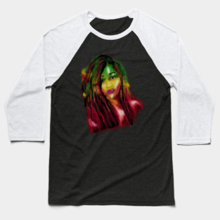 Rasta Woman, African Afro, Jamaica Baseball T-Shirt