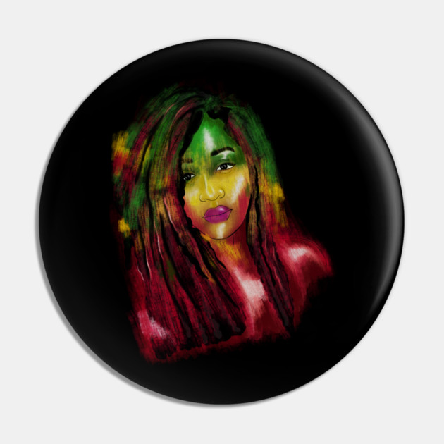 Rasta Woman, African Afro, Jamaica Pin by logiamerch