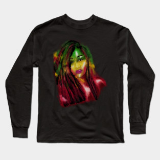 Rasta Woman, African Afro, Jamaica Long Sleeve T-Shirt