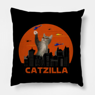 Funny Cat, Destroying, Catzilla Pillow