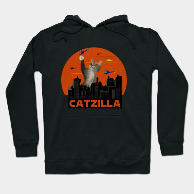 Funny Cat, Destroying, Catzilla Hoodie by logiamerch
