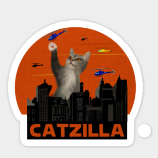 Funny Cat, Destroying, Catzilla Sticker