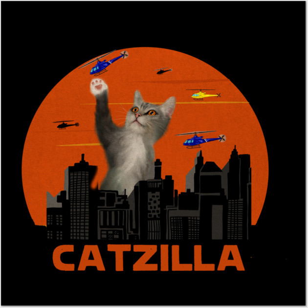 Funny Cat, Destroying, Catzilla Wall Art by logiamerch