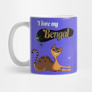 I Love My Bengal Cat Mid Century Mug