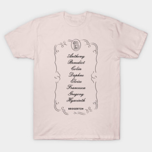 Womens Bridgerton Character Name Stack T-Shirt