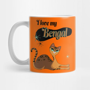 I Love My Bengal Cat Orange Pink Mug