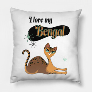 I Love My Bengal Cat White Pillow