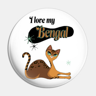 I Love My Bengal Cat White Pin