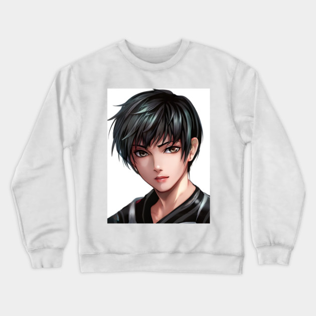 Grey Hair Anime Boy Crewneck Sweatshirt by animegirlnft