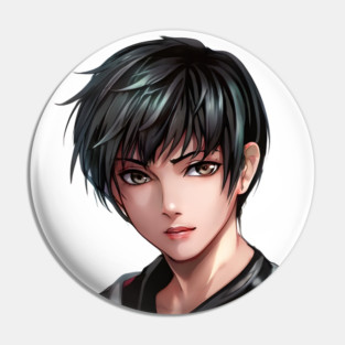 Grey Hair Anime Boy Pin