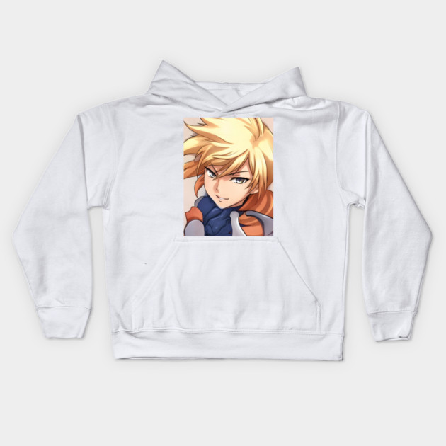 Blonde Hair Anime Boy Kids Hoodie by animegirlnft