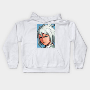 White Hair Anime Girl Kids Hoodie