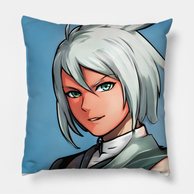 White Hair Anime Girl Pillow by animegirlnft
