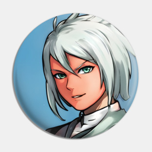 White Hair Anime Girl Pin
