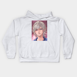 White Hair Anime Boy Kids Hoodie