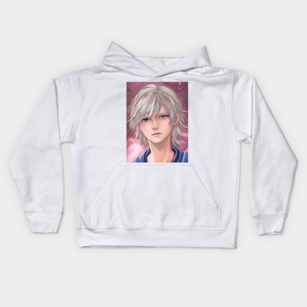 White Hair Anime Boy Kids Hoodie by animegirlnft