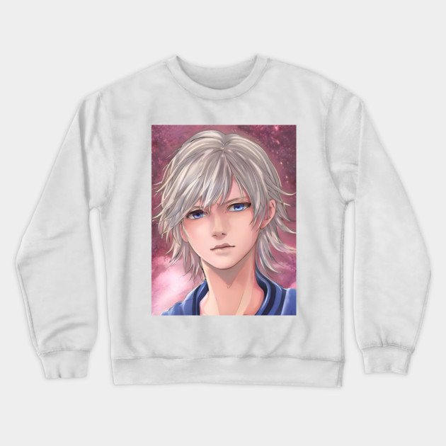 White Hair Anime Boy Crewneck Sweatshirt by animegirlnft