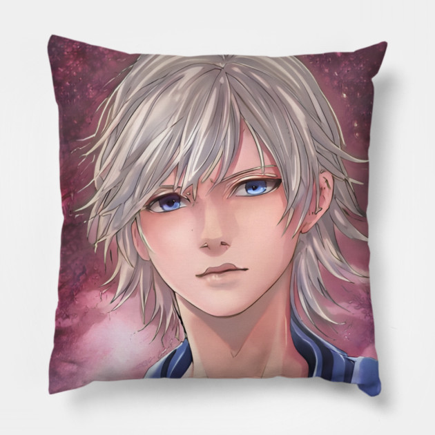 White Hair Anime Boy Pillow by animegirlnft