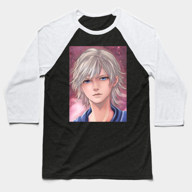 White Hair Anime Boy Baseball T-Shirt by animegirlnft