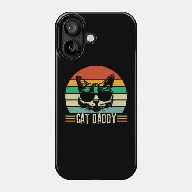 Retro Cat Daddy Gift For Cat Owner Dad Phone Case by The WYLD Tribe