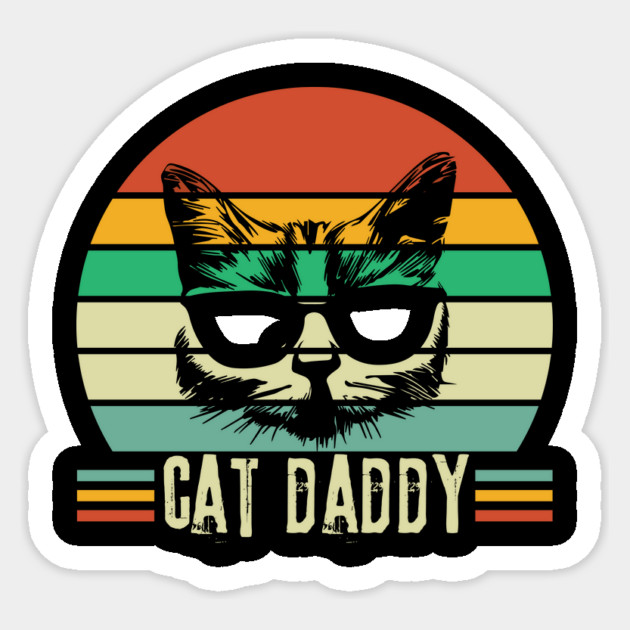 Retro Cat Daddy Gift For Cat Owner Dad Sticker by The WYLD Tribe