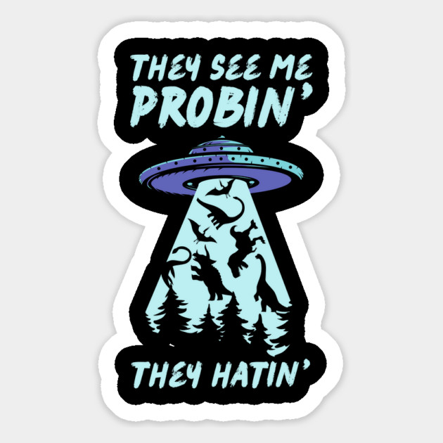 They See Me Probin They Hatin UFO Abduction Magnet by The WYLD Tribe