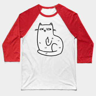 Middle Finger Cat Baseball T-Shirt