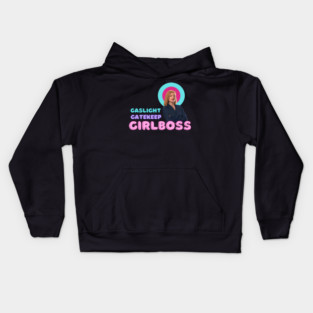 Shiv Roy Gaslight Gatekeep Girlboss Kids Hoodie