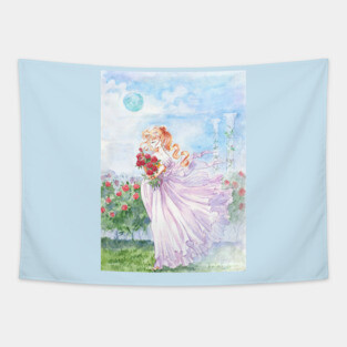 Princess Serenity with Roses Tapestry