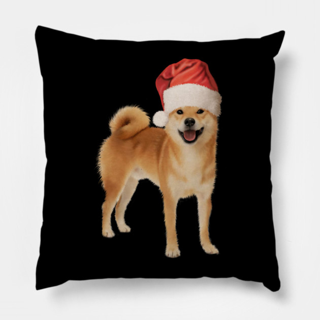 Funny Shiba Dog, Santa Hat, Xmas Pillow by logiamerch