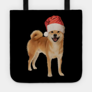 Funny Shiba Dog, Santa Hat, Xmas Tote