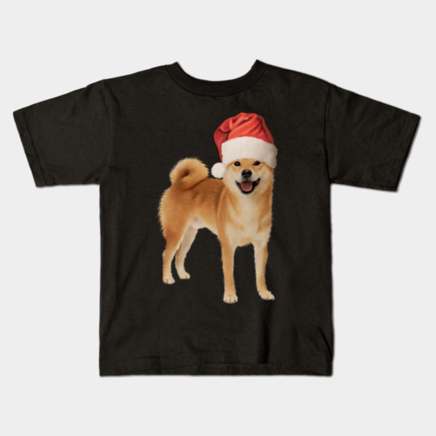 Funny Shiba Dog, Santa Hat, Xmas Kids T-Shirt by logiamerch