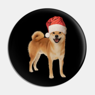 Funny Shiba Dog, Santa Hat, Xmas Pin