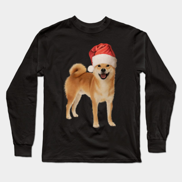 Funny Shiba Dog, Santa Hat, Xmas Long Sleeve T-Shirt by logiamerch