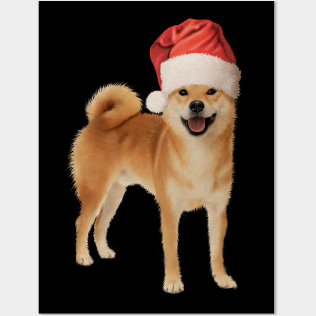 Funny Shiba Dog, Santa Hat, Xmas Wall Art by logiamerch