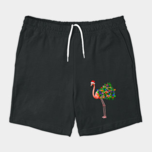 Flamingo Christmas Lights, Xmas Tree, Santa Hat Shorts