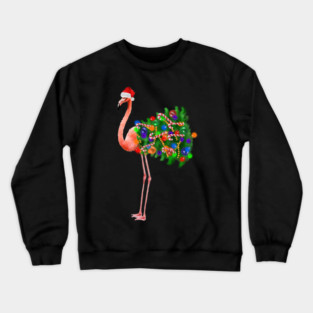 Flamingo Christmas Lights, Xmas Tree, Santa Hat Crewneck Sweatshirt