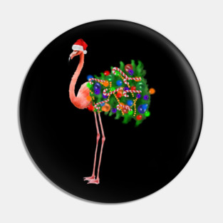 Flamingo Christmas Lights, Xmas Tree, Santa Hat Pin