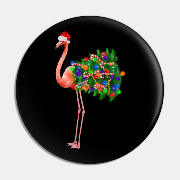 Flamingo Christmas Lights, Xmas Tree, Santa Hat Pin by logiamerch