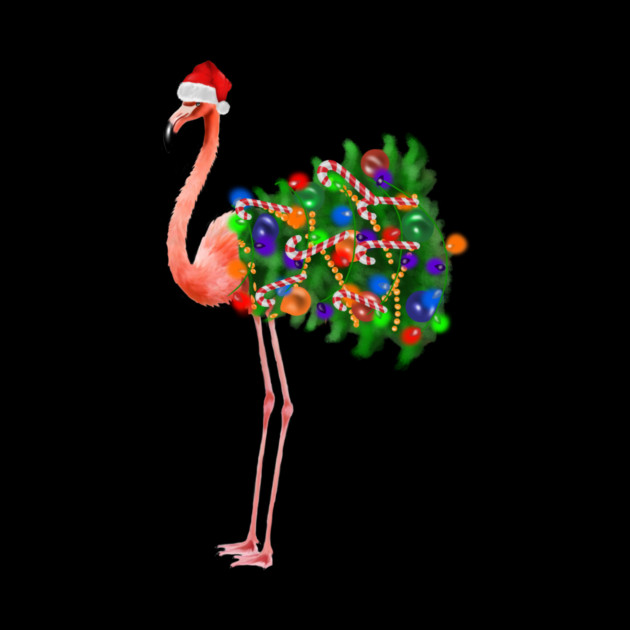 Flamingo Christmas Lights, Xmas Tree, Santa Hat by logiamerch
