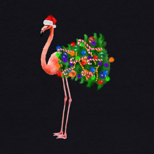 Flamingo Christmas Lights, Xmas Tree, Santa Hat by logiamerch