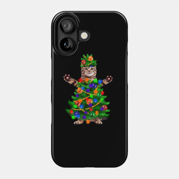 Funny Cat, Xmas Lights, Christmas Kitten Phone Case by logiamerch