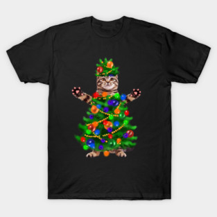Funny Cat, Xmas Lights, Christmas Kitten T-Shirt