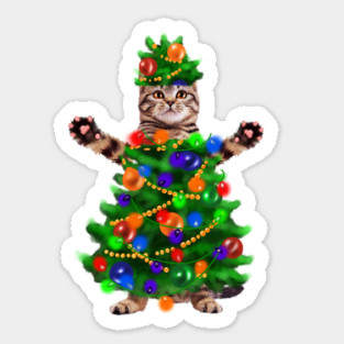 Funny Cat, Xmas Lights, Christmas Kitten Sticker