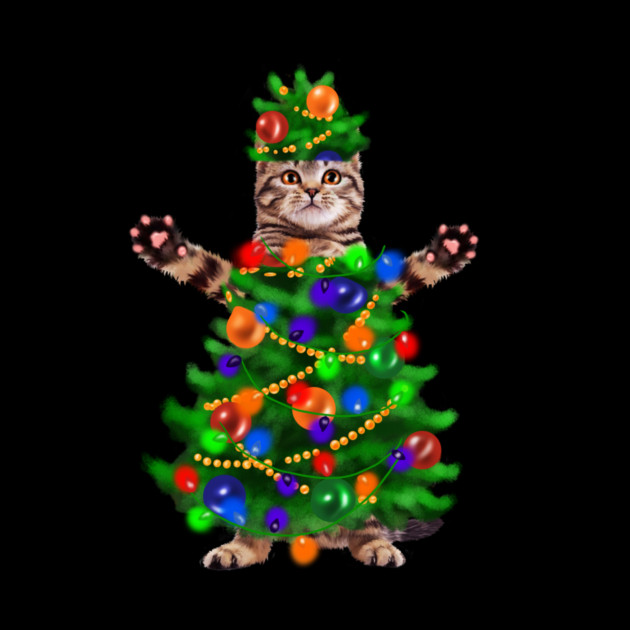 Funny Cat, Xmas Lights, Christmas Kitten by logiamerch