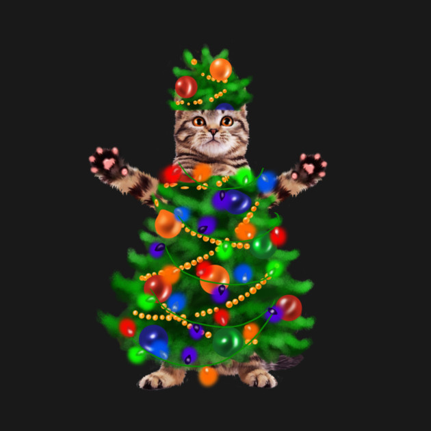 Funny Cat, Xmas Lights, Christmas Kitten by logiamerch